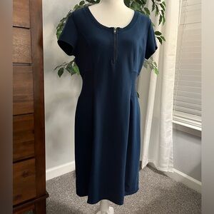 Spense Women’s Dress Dark Teal, Zip-Up at Bust,  Gathered Mid-section, Size 10